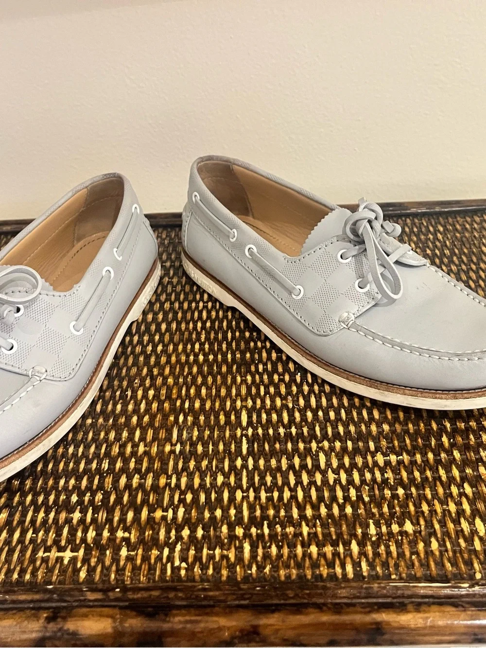 Louis Vuitton Men’s Light Gray Leather Boat Shoes
